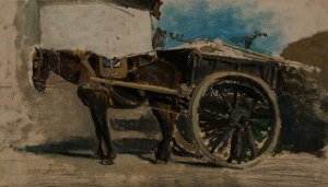 The horse cart by Jozef Israels Oil Painting
