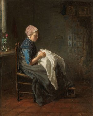 The Little Seamstress by Jozef Israels Oil Painting