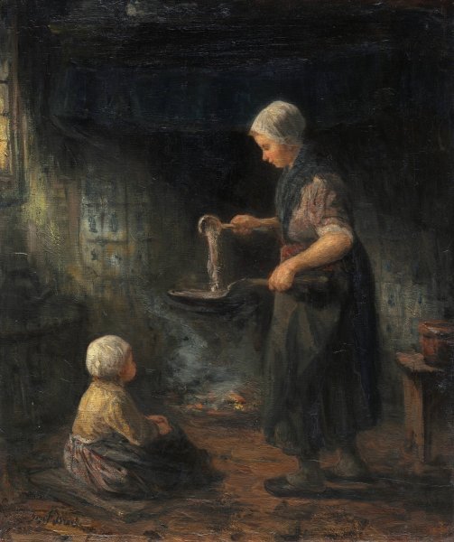 The Pancakes  by Jozef Israels - Hand-Painted Oil Painting Reproduction