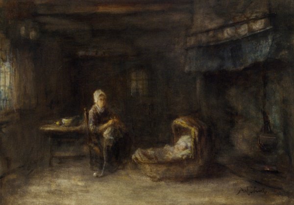 The Quiet Moment by Jozef Israels - Hand-Painted Oil Painting Reproduction