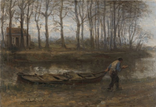 The Sand Bargeman  by Jozef Israels - Hand-Painted Oil Painting Reproduction