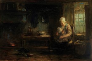 The Young Mother by Jozef Israels Oil Painting
