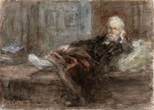 Zelfportret met zieke voet by Jozef Israels Oil Painting