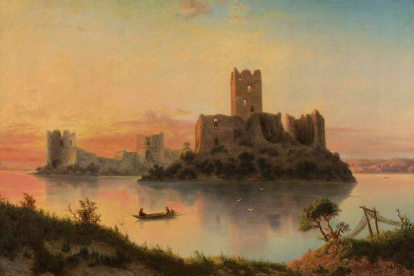 Main Product Photo of Ruins of the Trakai Island Castle at sunset  Painting by Jozef Marszewski
