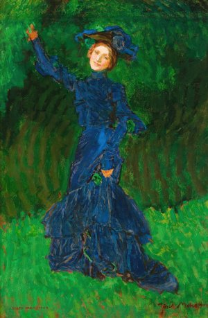Figure of a Woman - Study to the Painting 'Strange Garden' by Jozef Mehoffer Oil Painting