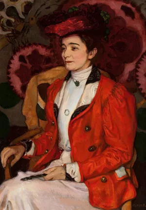 Portrait of Iza Axentowicz nee Gielgud Oil painting by Jozef Mehoffer