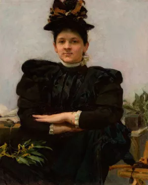 Portrait of Wanda Strazynska Oil painting by Jozef Mehoffer