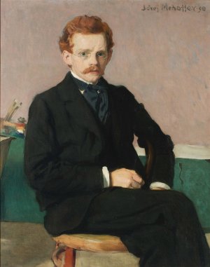 Self-Portrait by Jozef Mehoffer Oil Painting
