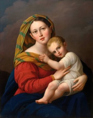 Madonna with Child by Jozef Oleszkiewicz Oil Painting