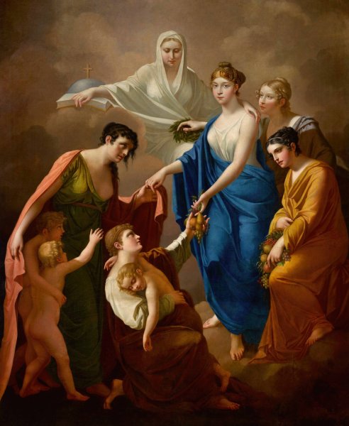 Mercy and protection of paupers of empress Elisabeth  by Jozef Oleszkiewicz - Hand-Painted Oil Painting Reproduction
