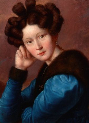 Portrait of Aleftyna GoScimska nee Jerasiewicz by Jozef Oleszkiewicz Oil Painting