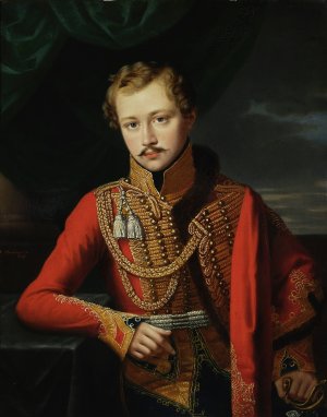Portrait of an officer by Jozef Oleszkiewicz Oil Painting