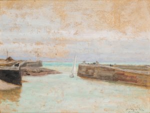 Entrance to the Harbour at St Valery en Caux by Jozef Pankiewicz Oil Painting