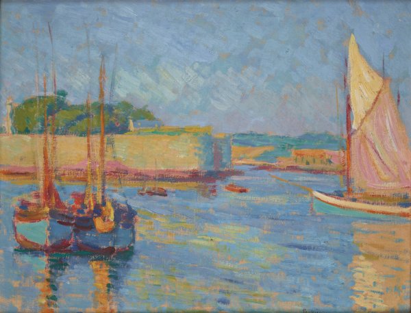 Harbour at Concarneau  by Jozef Pankiewicz - Hand-Painted Oil Painting Reproduction