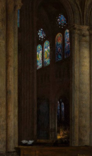 Interior of the cathedral in Chartres by Jozef Pankiewicz Oil Painting