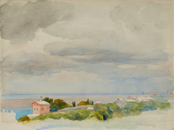 Italian Riviera  by Jozef Pankiewicz - Hand-Painted Oil Painting Reproduction