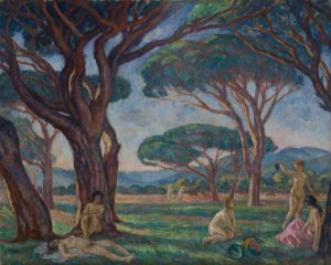 Landscape from Provence with Idyllic Scenes by Jozef Pankiewicz Oil Painting