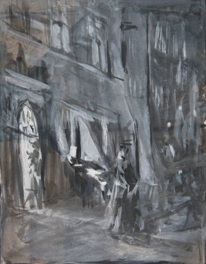 Old Town in Warsaw at night by Jozef Pankiewicz Oil Painting