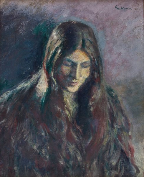 Portrait of a Woman  by Jozef Pankiewicz - Hand-Painted Oil Painting Reproduction