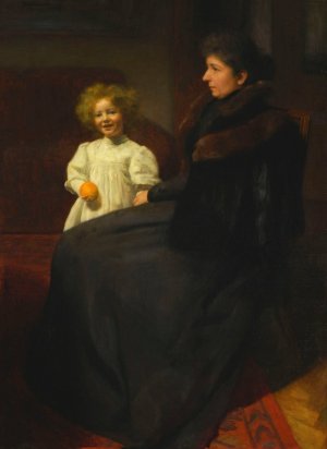 Portrait of Mrs. Oderfeld with her daughter by Jozef Pankiewicz Oil Painting