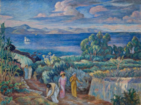 Return from a Swim  by Jozef Pankiewicz - Hand-Painted Oil Painting Reproduction