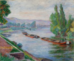 Seine in Les Andelys by Jozef Pankiewicz Oil Painting