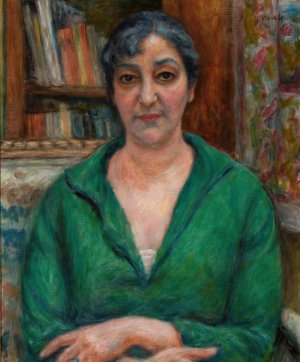 Wife's portrait in a green sweater by Jozef Pankiewicz Oil Painting