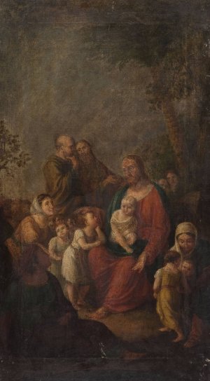 Christ blesses children by Jozef Pitschmann Oil Painting