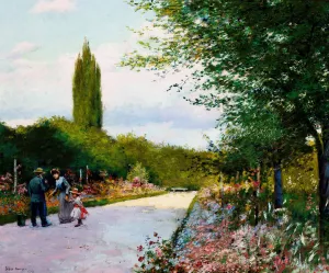 In the Garden by Jozef Rapacki Oil Painting