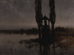 Nocturnal Marshland by Jozef Rapacki Oil Painting