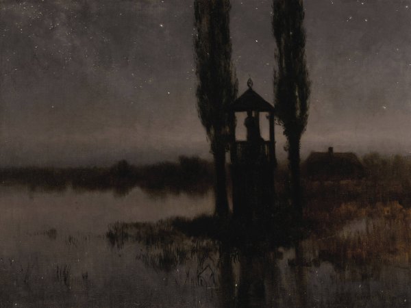 Nocturnal Marshland  by Jozef Rapacki - Hand-Painted Oil Painting Reproduction