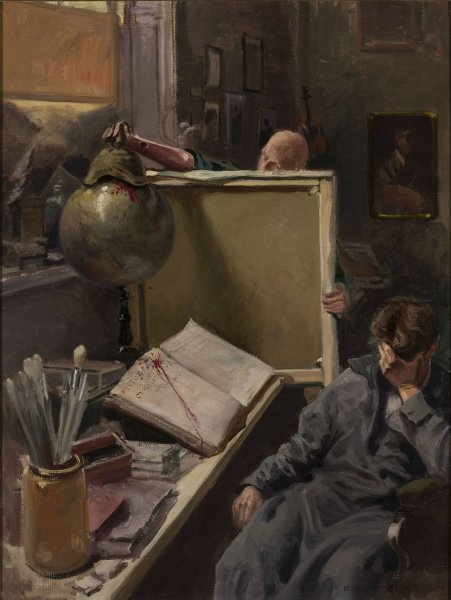 Scene in the painter's studio  by Jozef Rapacki - Hand-Painted Oil Painting Reproduction