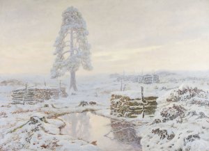 Winter landscape by Jozef Rapacki Oil Painting