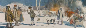 Caricature of the painting by Julian Falat by Jozef Ryszkiewicz Oil Painting