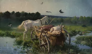 Death of a vivandiere by Jozef Ryszkiewicz Oil Painting