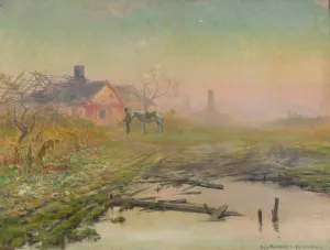 Return to a burned house by Jozef Ryszkiewicz Oil Painting