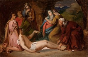 Entombment of Christ, sketch for a painting by Jozef Simmler Oil Painting