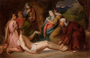 Entombment of Christ, sketch for a painting by Jozef Simmler Oil Painting