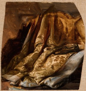 Fragment of the Cover of Quinn's Bed. Study to the Painting 'The Death of Barbara Radziwill' by Jozef Simmler Oil Painting