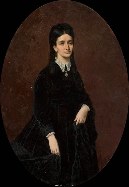 Portrait of a lady by Jozef Simmler - Hand-Painted Oil Painting Reproduction