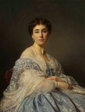 Portrait of Aleksandra Zatler, general's wife by Jozef Simmler Oil Painting