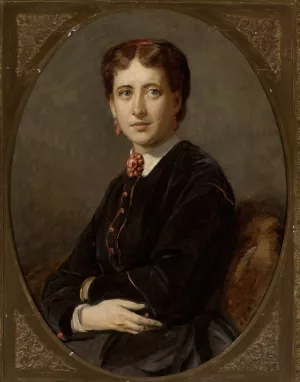 Portrait of Emilia Mielzynska nee Bninska by Jozef Simmler Oil Painting