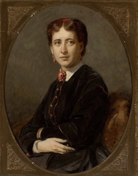 Portrait of Emilia Mielzynska nee Bninska  by Jozef Simmler - Hand-Painted Oil Painting Reproduction
