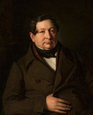 Portrait of Jakub Simmler, artist's father by Jozef Simmler Oil Painting