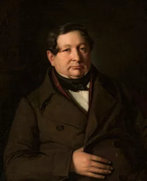 Portrait of Jakub Simmler, artist's father by Jozef Simmler Oil Painting