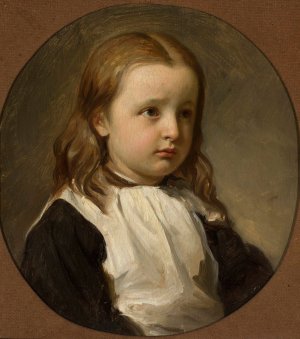 Portrait of Julia Simmler, artist's daughter by Jozef Simmler Oil Painting