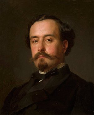 Portrait of Juliusz Kossak by Jozef Simmler Oil Painting