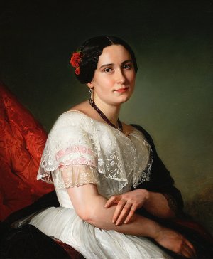 Portrait of Katarzyna Jahn, artist's sister by Jozef Simmler Oil Painting