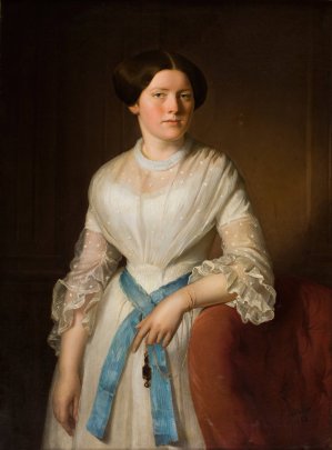 Portrait of Miss Pisarzowska by Jozef Simmler Oil Painting