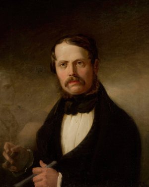 Portrait of Teofil Lenartowicz, poet and sculptor by Jozef Simmler Oil Painting